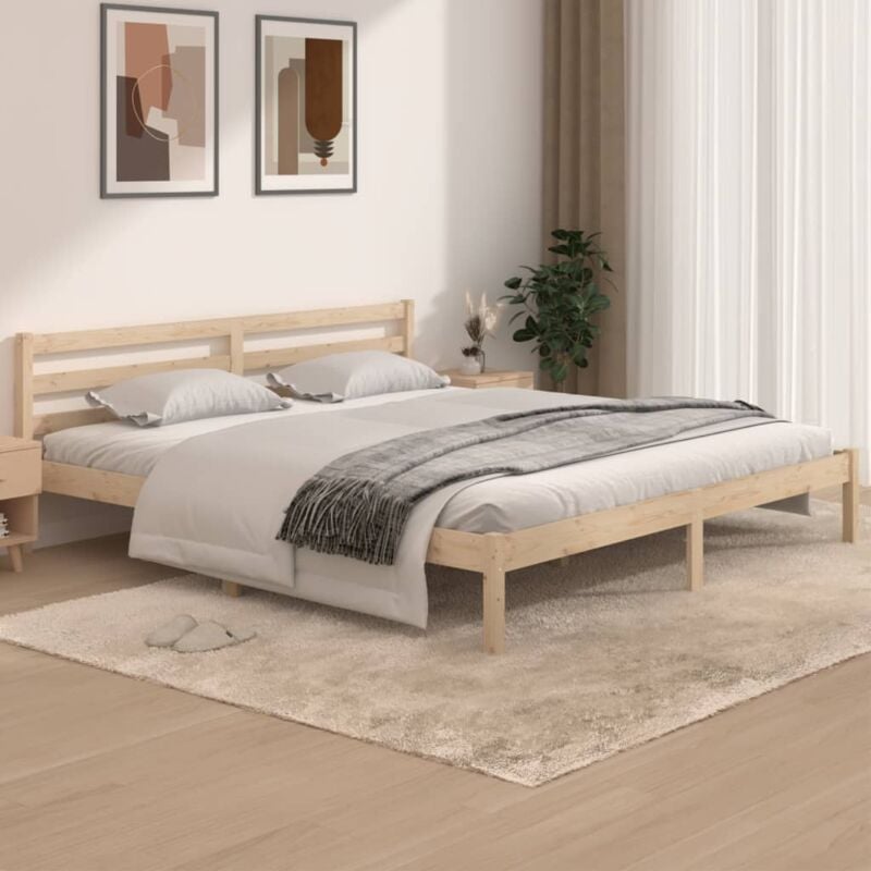Vidaxl - Cadre de lit Bois de pin massif 180x200 cm Super King