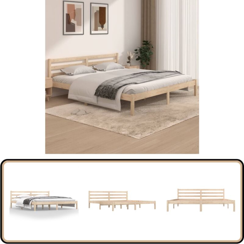 Cadre de lit sans matelas 180x200 cm - Cadre De Lit - Lit Double - Lit En Bois - Bois De Pin - Meuble Chambre