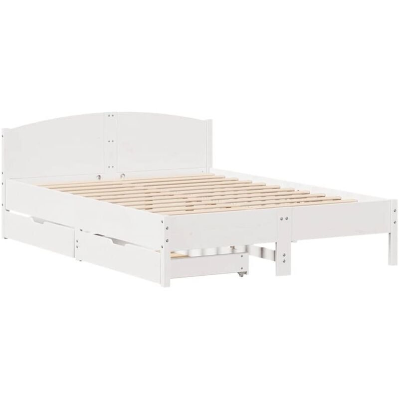 Cadre de lit sans matelas blanc 160x200 cm bois de pin massif Vidaxl