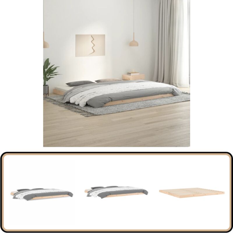 Cadre de lit sans matelas 200x200 cm bois massif de pin - Cadre De Lit - Lit Double - Bois Massif - Pin - Design Moderne