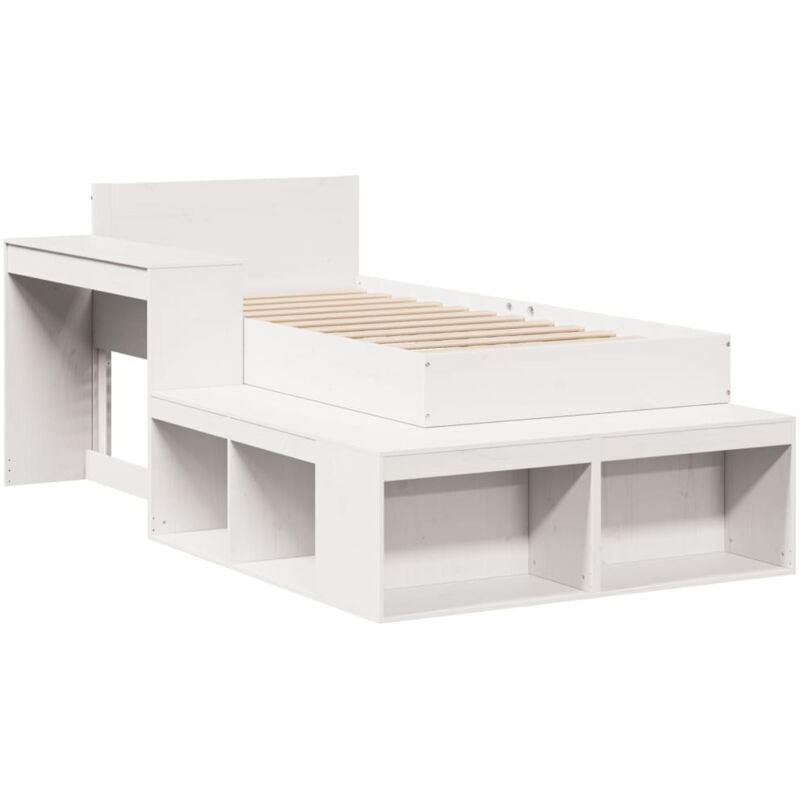 Vidaxl - Cadre de lit sans matelas blanc 75x190 cm bois de pin massif