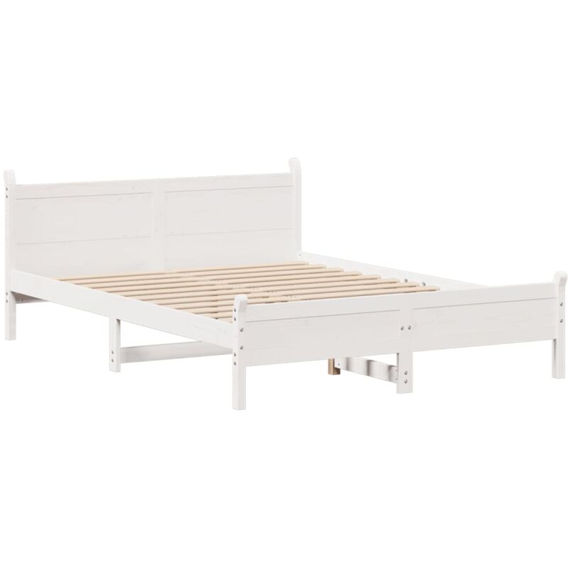 Vidaxl - Cadre de lit sans matelas blanc 140x190 cm bois de pin massif