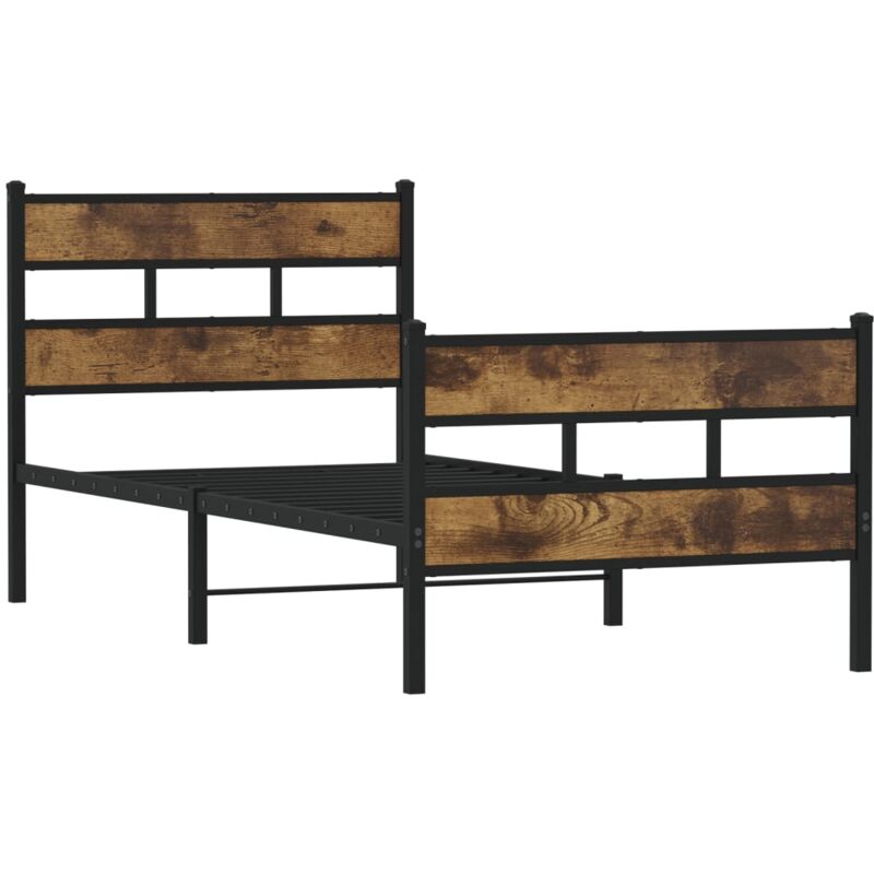 Cadre de lit en métal sans matelas chêne fumé 90x190 cm Vidaxl
