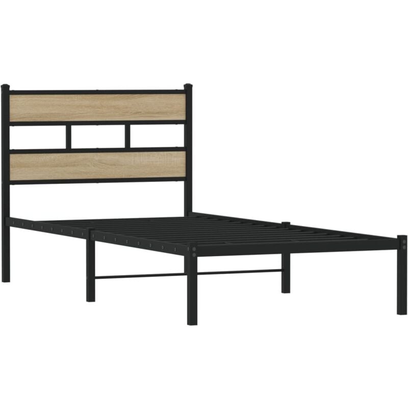Cadre de lit en métal sans matelas chêne sonoma 90x200 cm Vidaxl