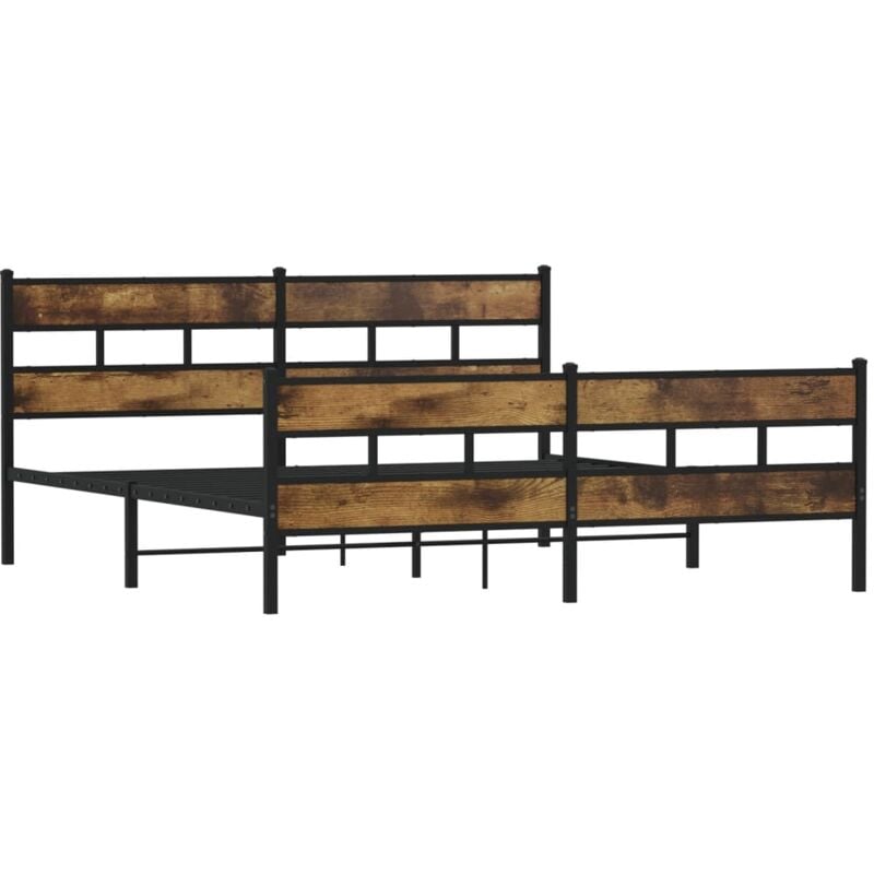 Vidaxl - Cadre de lit en métal sans matelas chêne fumé 180x200 cm