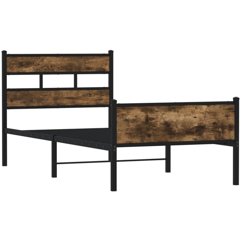 Cadre de lit sans matelas chêne fumé 90x200cm bois d'ingénierie Vidaxl
