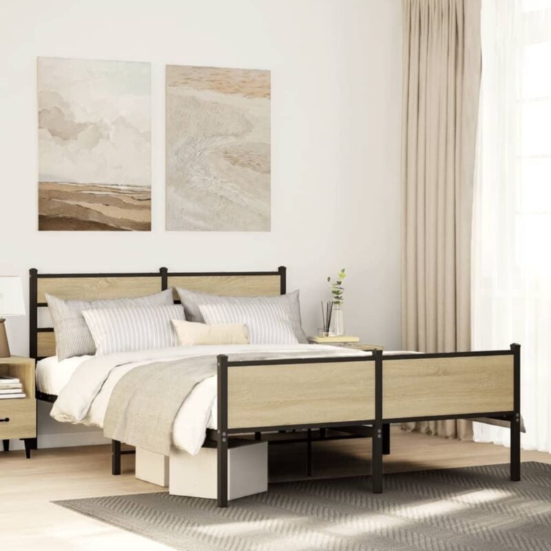Cadre de lit sans matelas chêne sonoma 140x190 cm Vidaxl