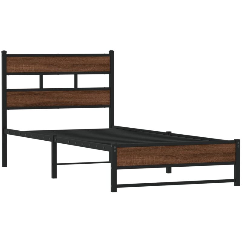 Vidaxl - Cadre de lit en métal sans matelas chêne marron 90x190 cm