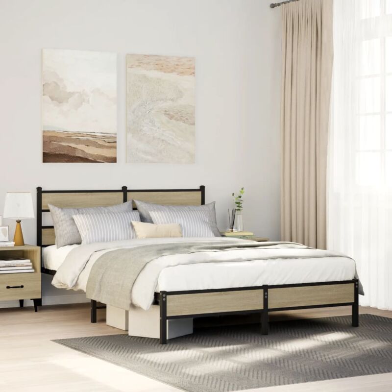 Cadre de lit sans matelas chêne sonoma 140x190 cm Vidaxl