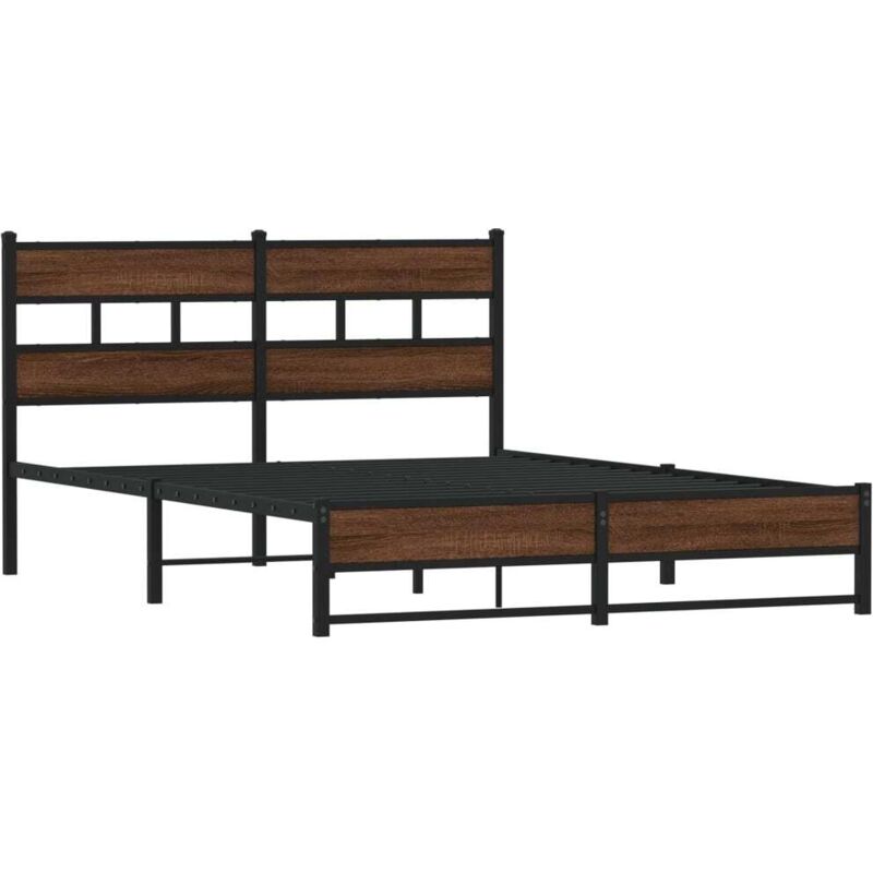 Vidaxl - Cadre de lit en métal sans matelas chêne marron 140x190 cm