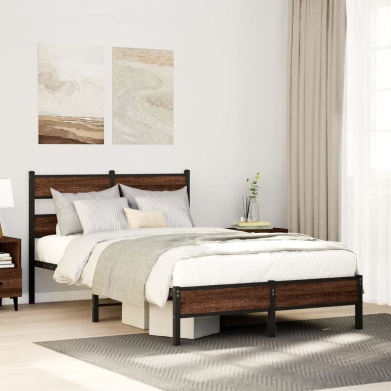 Cadre de lit sans matelas chêne marron 120x190 cm vidaXL