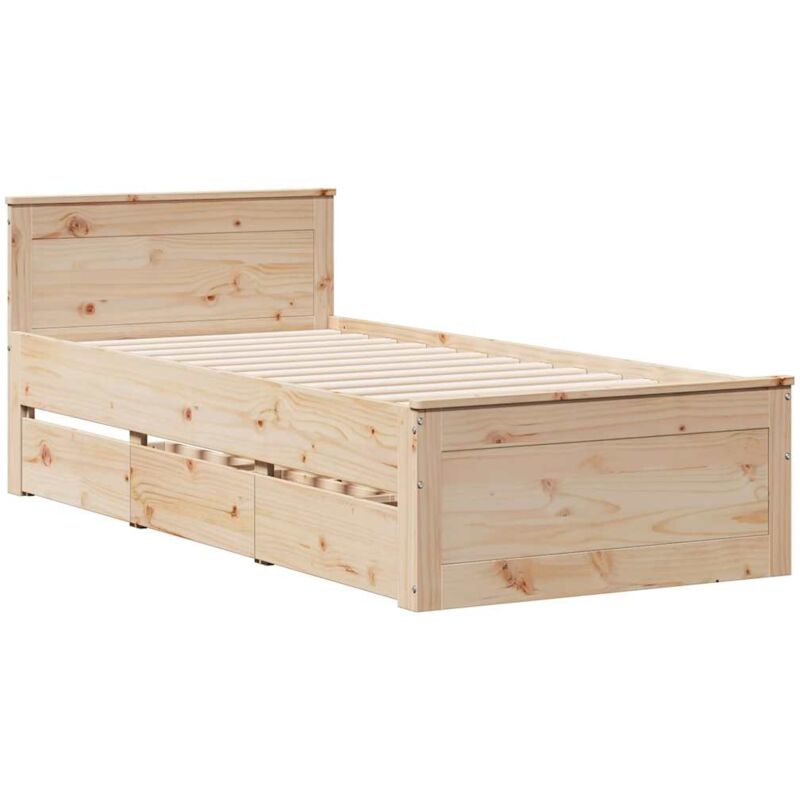 Cadre de lit sans matelas avec tête de lit 90x190 cm pin massif Vidaxl