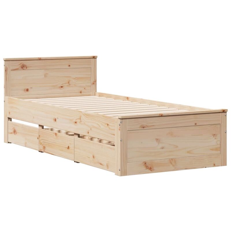 Cadre de lit sans matelas avec tête de lit 90x200cm bois de pin Vidaxl