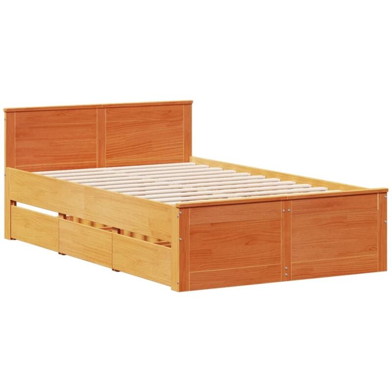 Vidaxl - Cadre de lit sans matelas avec tête de lit brun cire 120x200 cm
