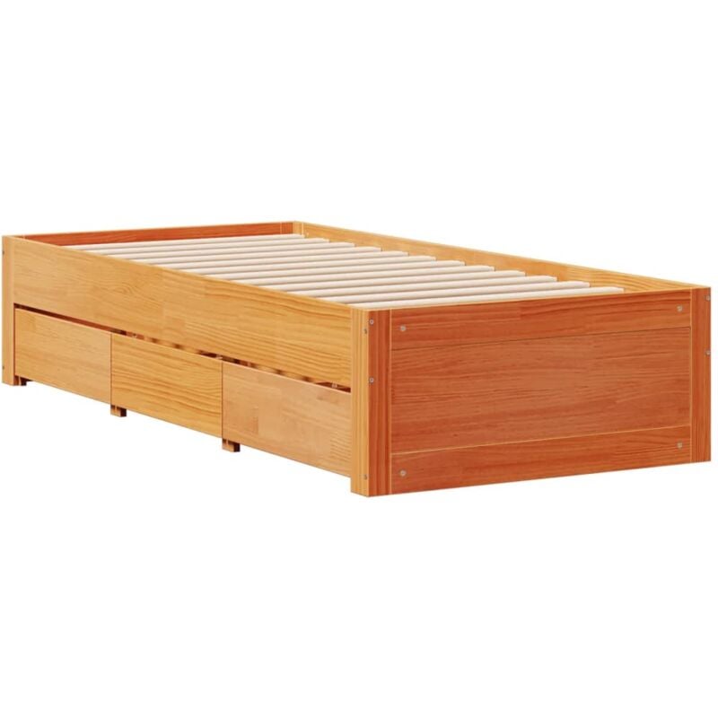 Cadre de lit sans matelas avec tiroirs 75x190cm bois pin massif Vidaxl