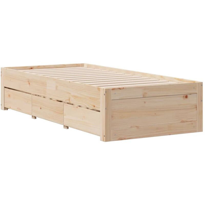 Cadre de lit sans matelas avec tiroirs 90x190 cm bois de pin Vidaxl