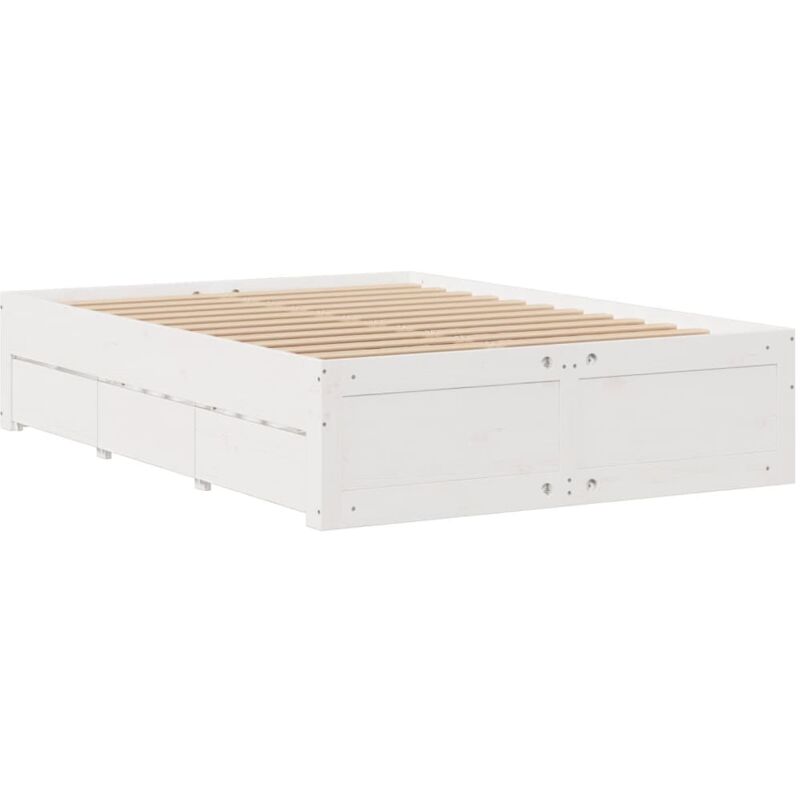 Vidaxl - Cadre de lit sans matelas avec tiroirs blanc 150x200 cm pin
