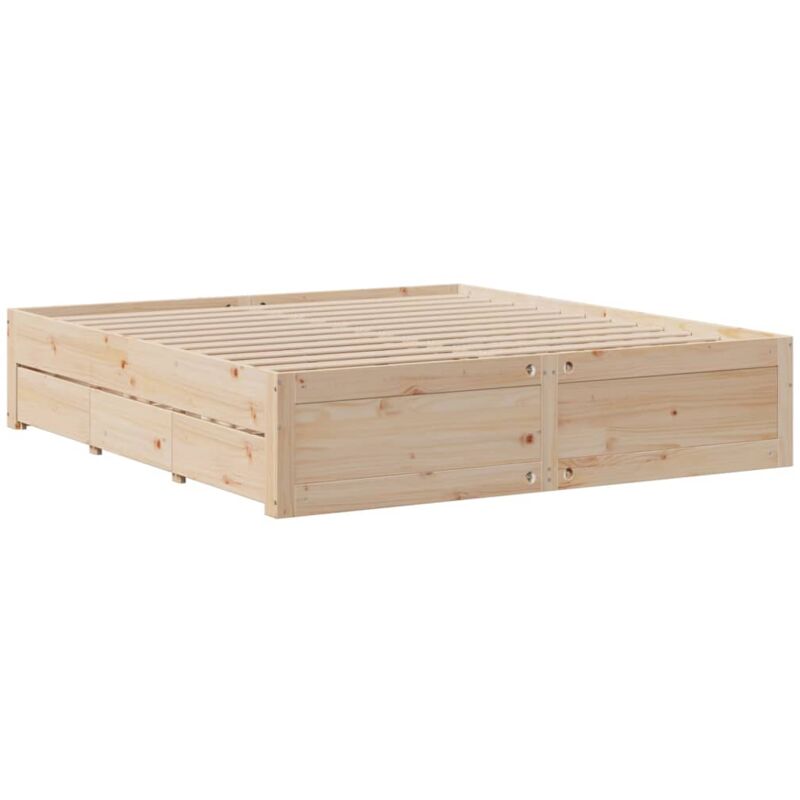 Vidaxl - Cadre de lit sans matelas avec tiroirs 200x200 cm bois de pin