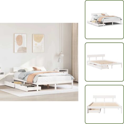 Cadre de lit sans matelas blanc 120x190 cm bois de pin massif - Cadre De Lit - Cadres De Lit - Sommier - Meuble De Chambre À Coucher