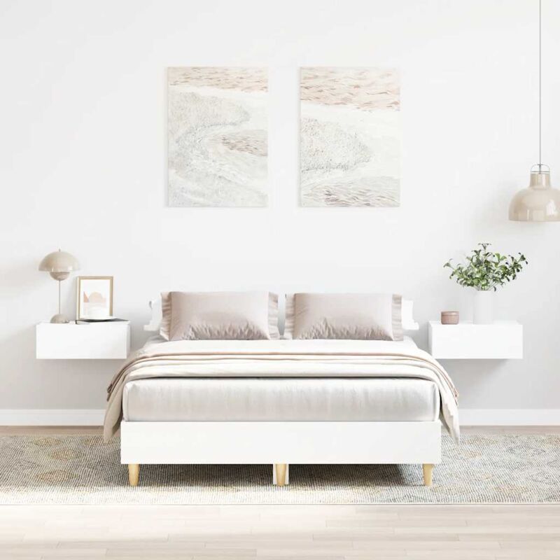 Torana - Cadre de lit sans matelas blanc 140x190 cm bois d'ingénierie