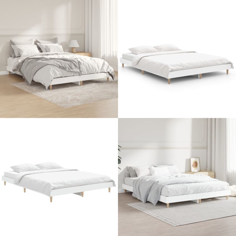 Vidaxl - Cadre de lit sans matelas blanc 140x190 cm bois d'ingénierie - Cadre De Lit - Lit Double - Lit Blanc - Meuble Chambre - Literie - Home &