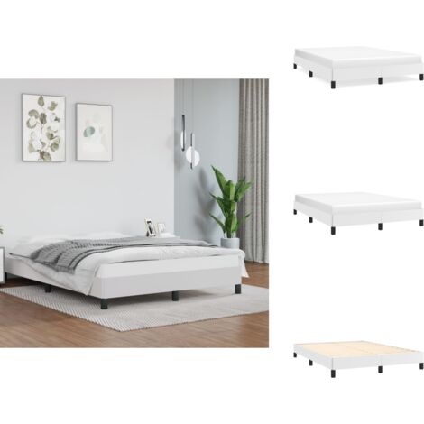 Cadre de lit sans matelas blanc 140x190 cm similicuir - Cadre De Lit - Lit Double - Similicuir - Lit Blanc - Meuble Chambre