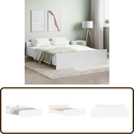 Cadre de lit sans matelas blanc 140x200 cm - Cadre De Lit - Lit Double - Lit Blanc - Lit Design - Literie