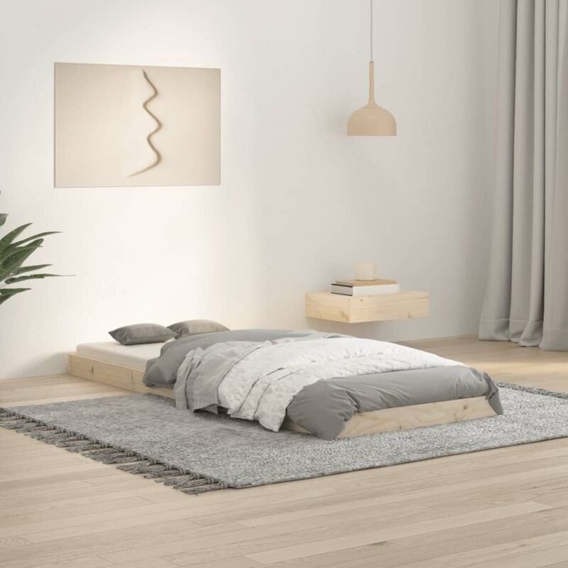 Jinlefu - Cadre de lit 75x190 cm petit simple bois massif de pin