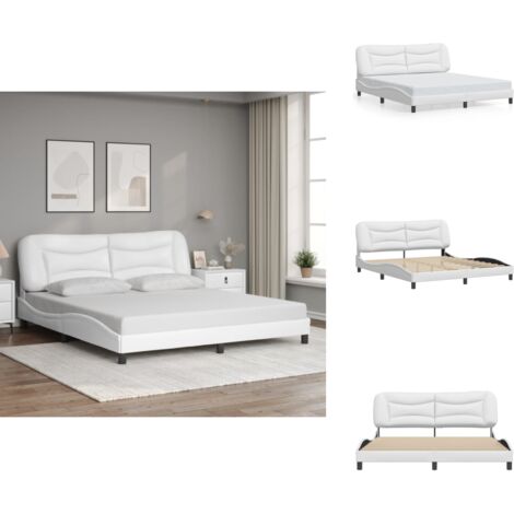 Cadre de lit sans matelas blanc 180x200 cm similicuir - Lit Plateforme - Lit Double - Cadre De Lit - Literie - Design Moderne