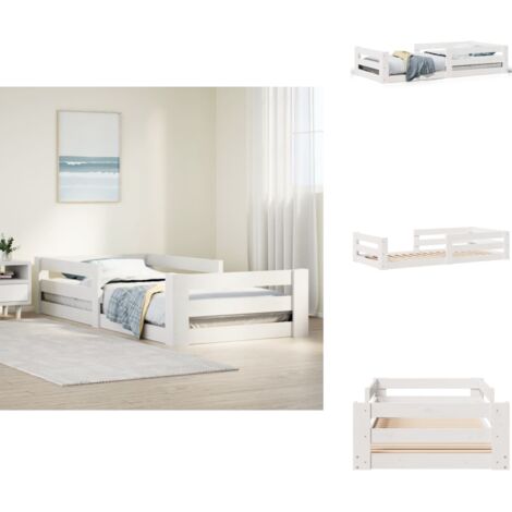 Cadre de lit sans matelas blanc 70x140 cm bois de pin massif - Cadre De Lit - Cadres De Lit - Meuble De Chambre À Coucher - Lit