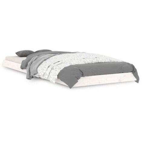 Cadre de lit sans matelas blanc 75x190 cm bois de pin massif