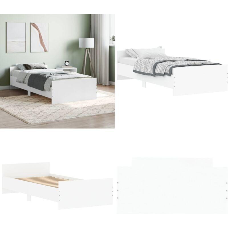 Cadre de lit sans matelas blanc 90x190 cm bois d'ingénierie - Cadre De Lit - Lit Double - Lit Blanc - Meuble Chambre - Literie - Home & Living