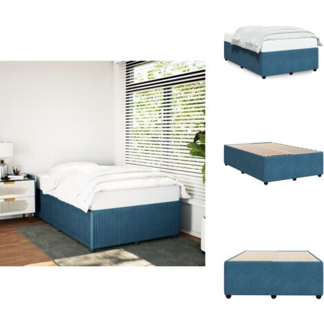 Cadre de lit sans matelas bleu 120x200 cm velours - Cadre De Lit - Cadres De Lit - Sommier - Meuble De Chambre À Coucher