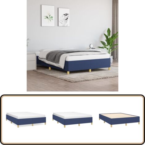 Cadre de lit sans matelas bleu 140x190 cm tissu - Cadre De Lit - Lit Double - Literie - Meuble Chambre - Sommier