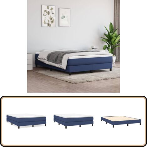 Cadre de lit sans matelas bleu 140x190 cm tissu - Cadre De Lit - Lit Simple - Lit Bleu - Literie - Meuble Chambre