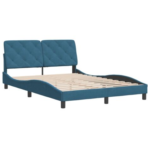 Cadre de lit sans matelas bleu 140x190 cm velours vidaXL