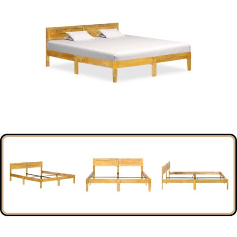 Cadre de lit sans matelas bois de manguier massif 180 cm - Cadre De Lit - Lit Double - Bois Massif - Manguier - Meuble Chambre