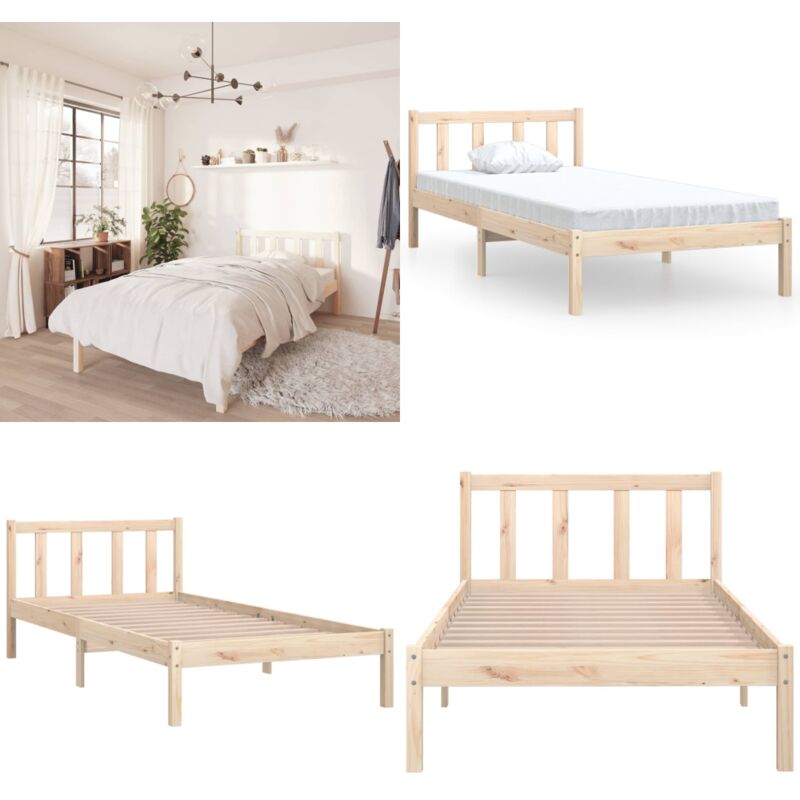 Cadre de lit sans matelas bois massif 90x200 cm - Cadre De Lit - Lit Double - Lit En Bois - Sommier - Meuble Chambre - Home & Living