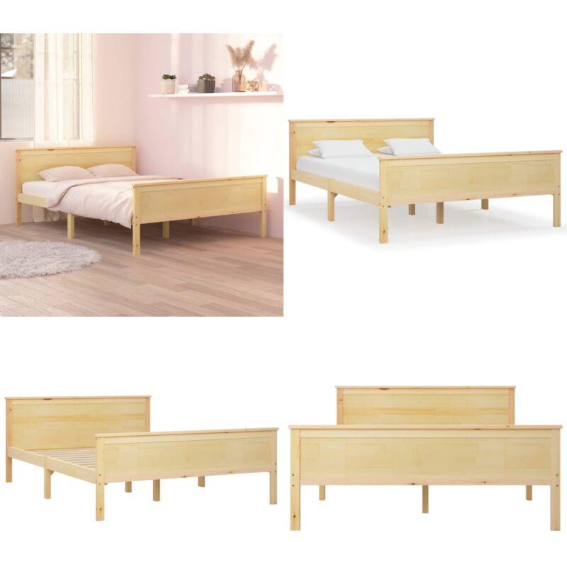 Vidaxl - Cadre de lit sans matelas bois massif de pin 140x200 cm - Cadre De Lit - Lit Double - Bois Massif - Lit En Pin - Meuble Chambre - Home &