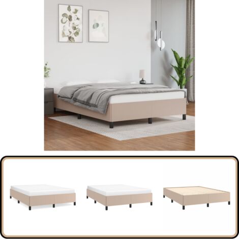 Cadre de lit sans matelas cappuccino 140x190 cm similicuir - Cadre De Lit - Lit Double - Similicuir - Meuble Chambre - Literie