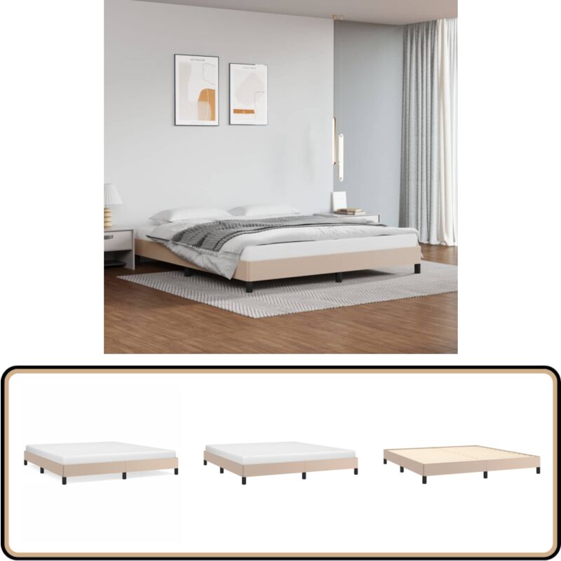 Cadre de lit sans matelas cappuccino 160x200 cm similicuir - Cadre De Lit - Lit Double - Similicuir - Meuble Chambre - Literie