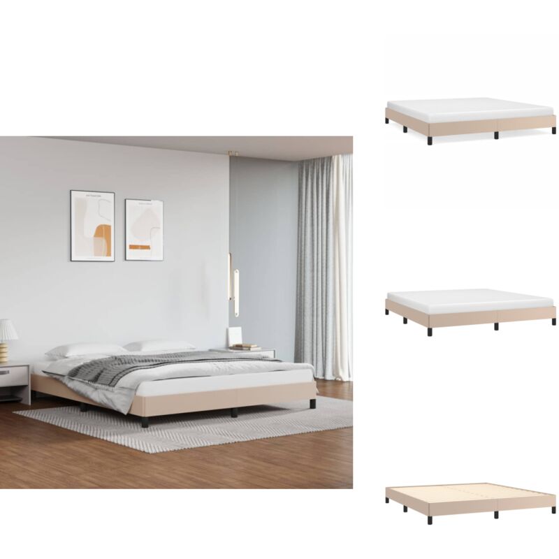Cadre de lit sans matelas cappuccino 160x200 cm similicuir - Cadre De Lit - Lit Double - Similicuir - Meuble Chambre - Literie