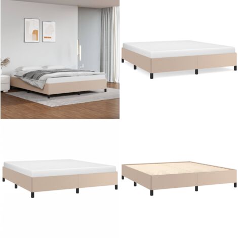 Cadre de lit sans matelas cappuccino 160x200 cm similicuir - Cadre De Lit - Lit Double - Similicuir - Meuble Chambre - Literie - Home & Living
