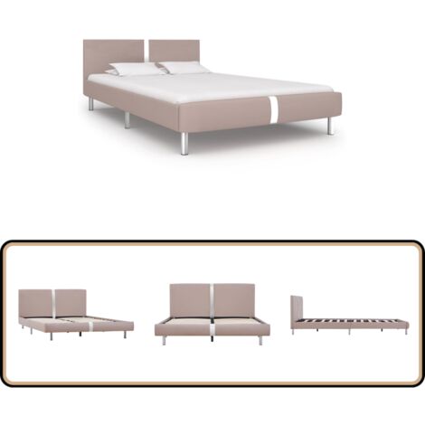 Cadre de lit sans matelas cappuccino similicuir 140x200 cm - Cadre De Lit - Lit Double - Lit Capitonné - Lit Beige - Lit Moderne