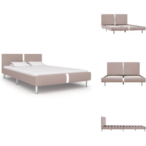 Cadre de lit sans matelas cappuccino similicuir 140x200 cm - Cadre De Lit - Lit Double - Lit Capitonné - Lit Beige - Lit Moderne