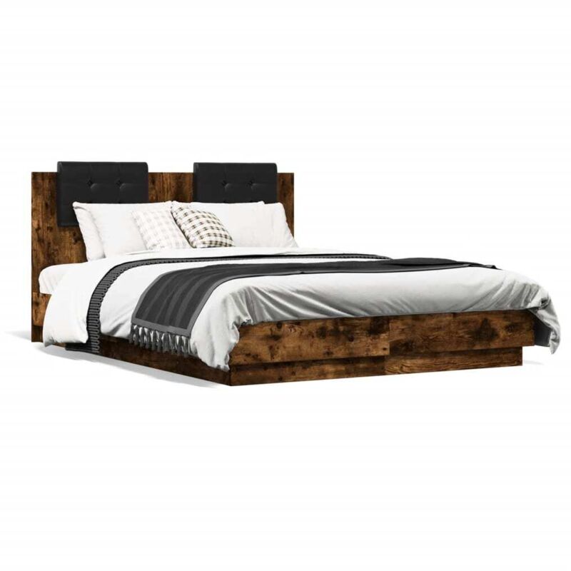 Cadre de lit sans matelas chêne fumé 135x190 cm Vidaxl