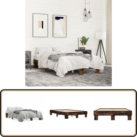 Cadre de lit sans matelas chêne fumé 140x190 cm - Cadre De Lit - Lit Double - Lit En Bois - Lit Design - Literie