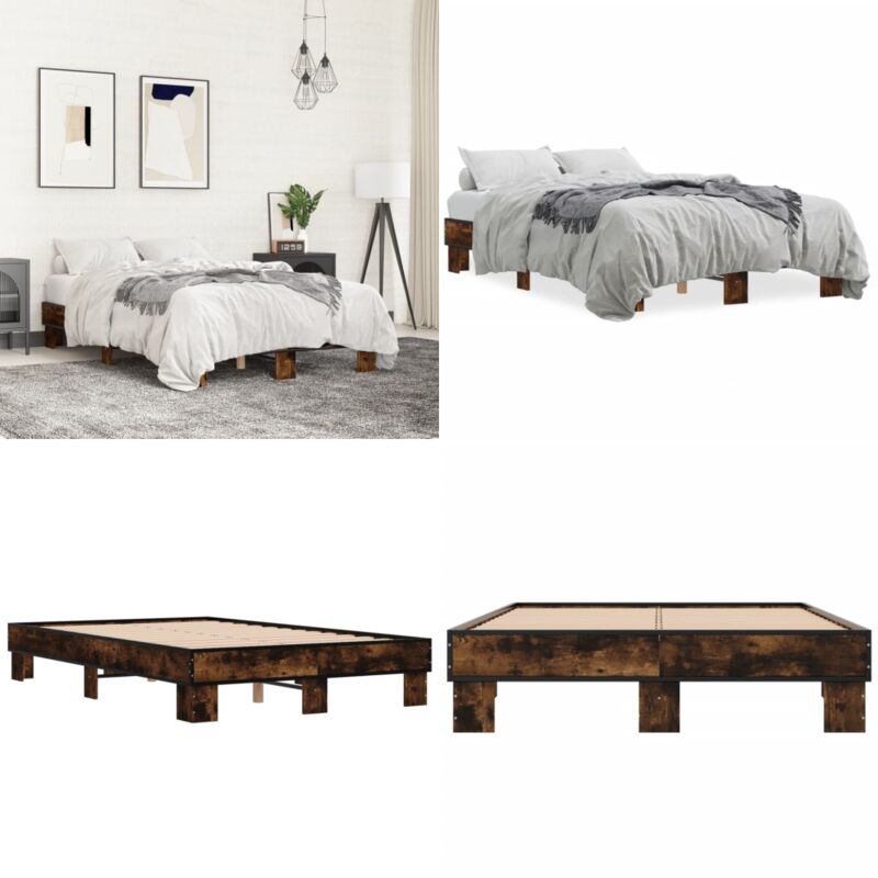 Cadre de lit sans matelas chêne fumé 140x190 cm - Cadre De Lit - Lit Double - Lit En Bois - Lit Design - Literie - Home & Living