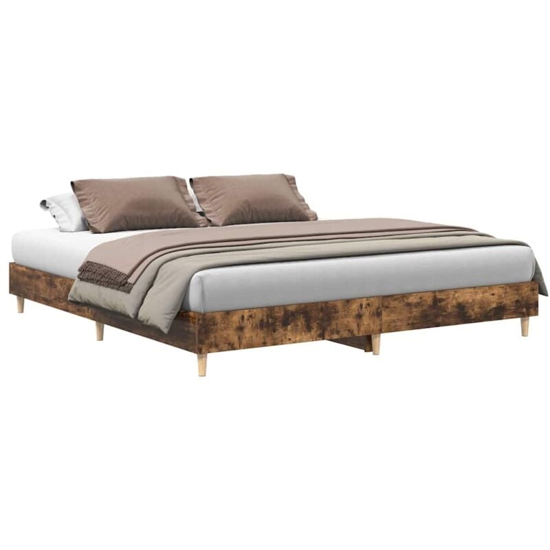 Cadre de lit sans matelas chêne fumé 160x200 cm bois ingénierie Vidaxl