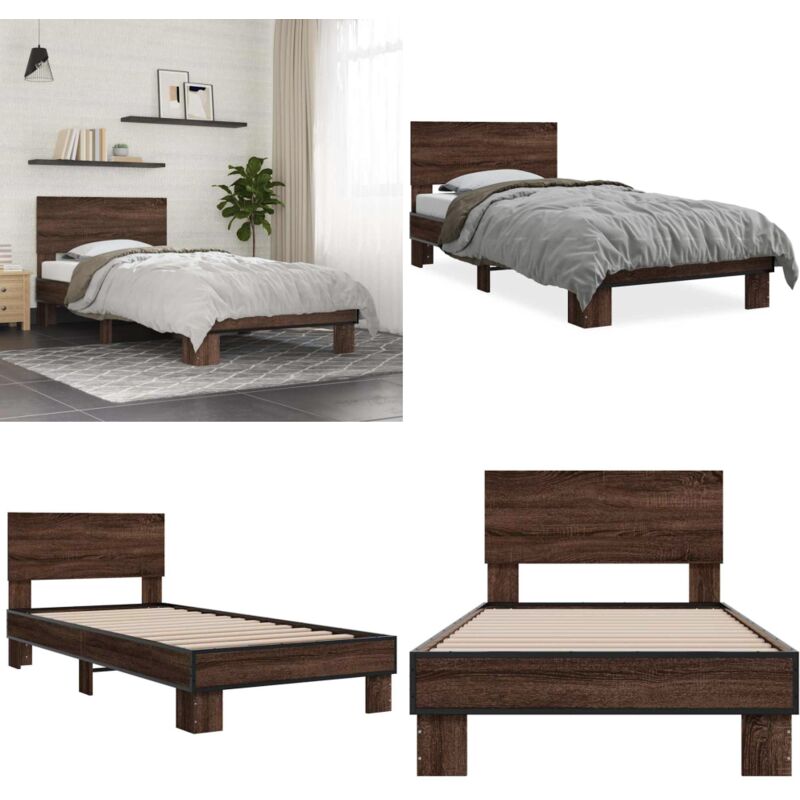Cadre de lit sans matelas chêne marron 100x200 cm - Cadre De Lit - Lit Double - Lit En Bois - Lit Design - Literie - Home & Living